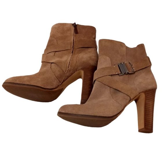 Vince Camuto Connolly Suede Cross Belted Heeled Booties – Size 8.5M - Picture 5 of 11